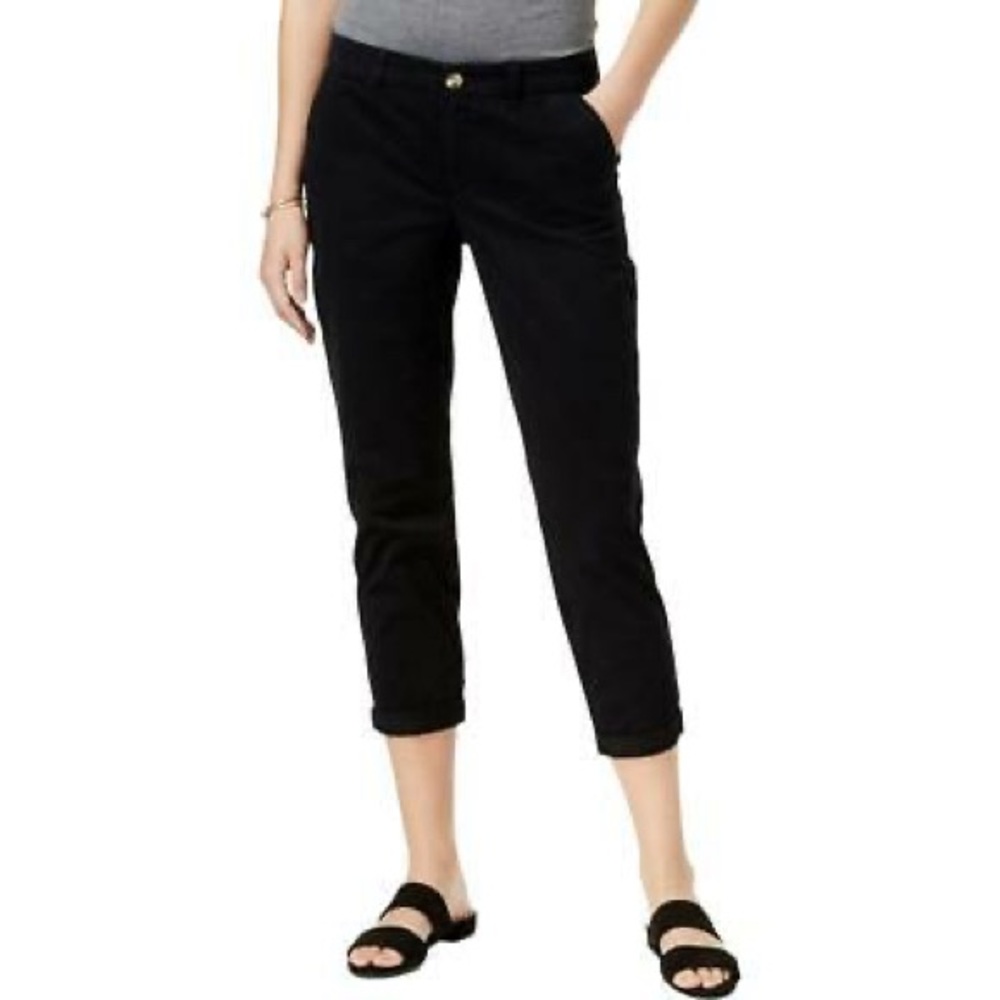 15. Maison Jules Blk Mid Rise Casual Cuff ankle Pants - Picture 2 of 2